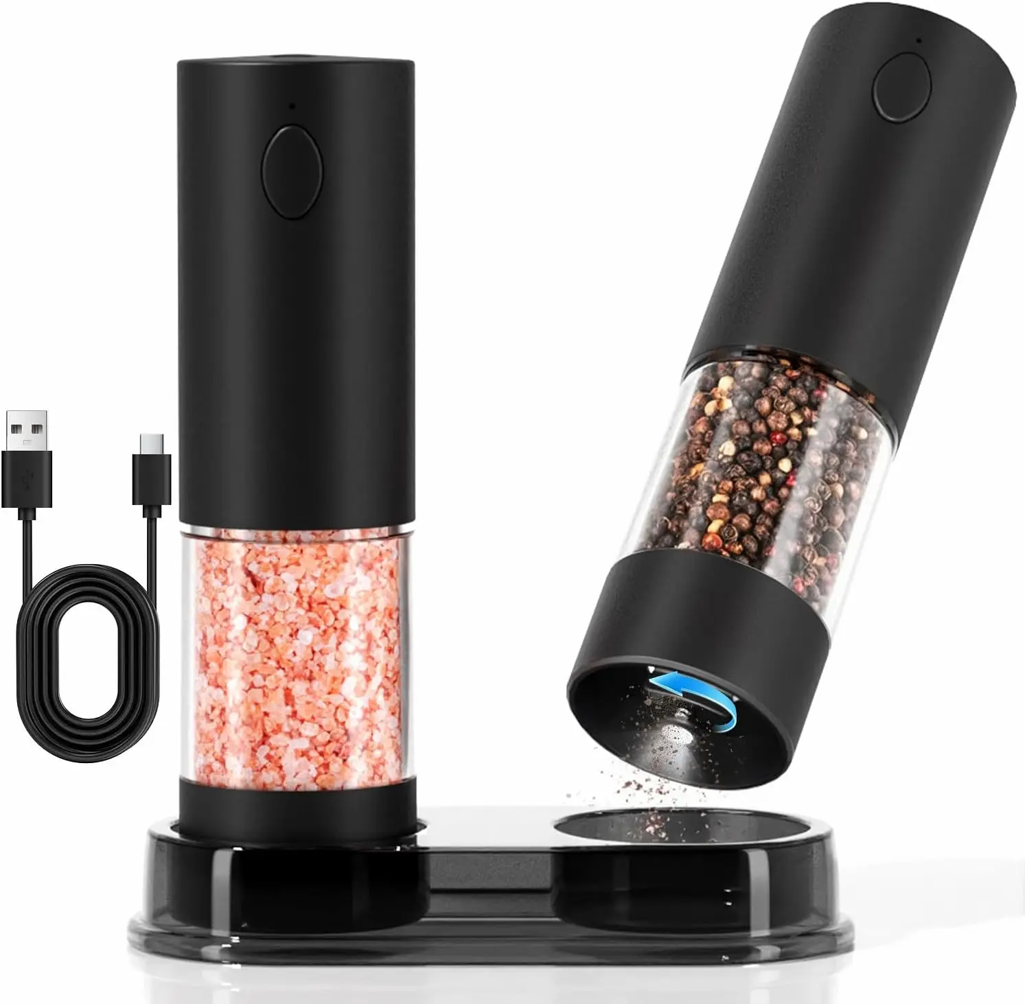 USB Rechargeable Salt and Pepper Grinder Set, LED Light, 100ml, Adjustable Coarseness, One-Hand Operation
USB Rechargeable Salt and Pepper Grinder Set, LED Light, 100ml, Adjustable Coarseness, One-Hand Operation