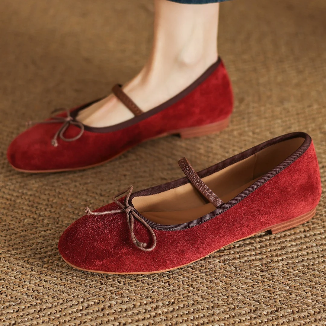 Flokathy women's natural suede leather round toe sweet bowtie elastic band slip-on Mary Jane ballet flats sweet casual ballerina
Flokathy women's natural suede leather round toe sweet bowtie elastic band slip-on Mary Jane ballet flats sweet casual ballerina