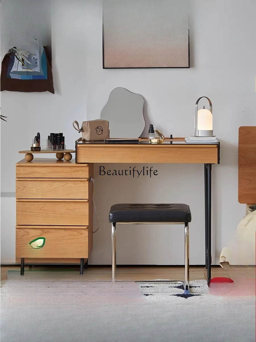 Nordic solid wood dresser Japanese simple cherry wood storage integrated makeup table
Nordic solid wood dresser Japanese simple cherry wood storage integrated makeup table