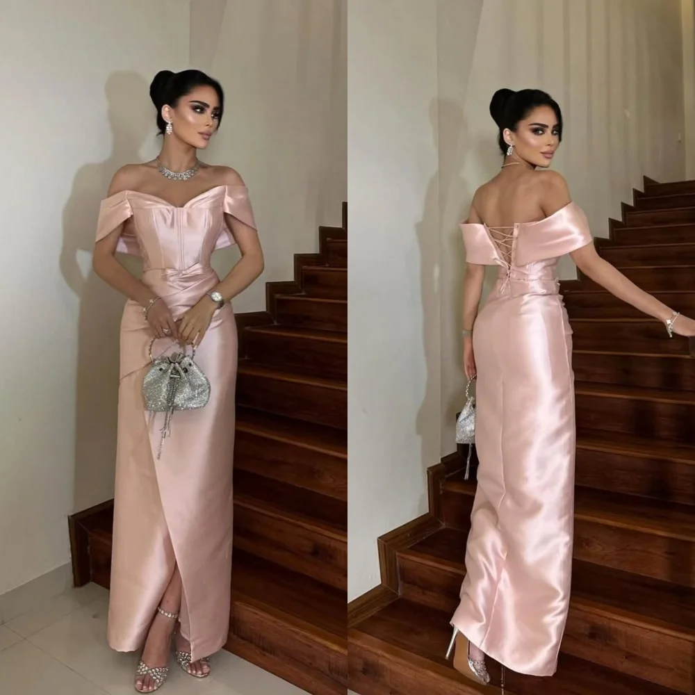 Customized Exquisite Pink Satin Evening Dress Graceful Strapless Off the Shoulder Sleeveless Lace Up Back Mermaid Prom Dress
Customized Exquisite Pink Satin Evening Dress Graceful Strapless Off the Shoulder Sleeveless Lace Up Back Mermaid Prom Dress