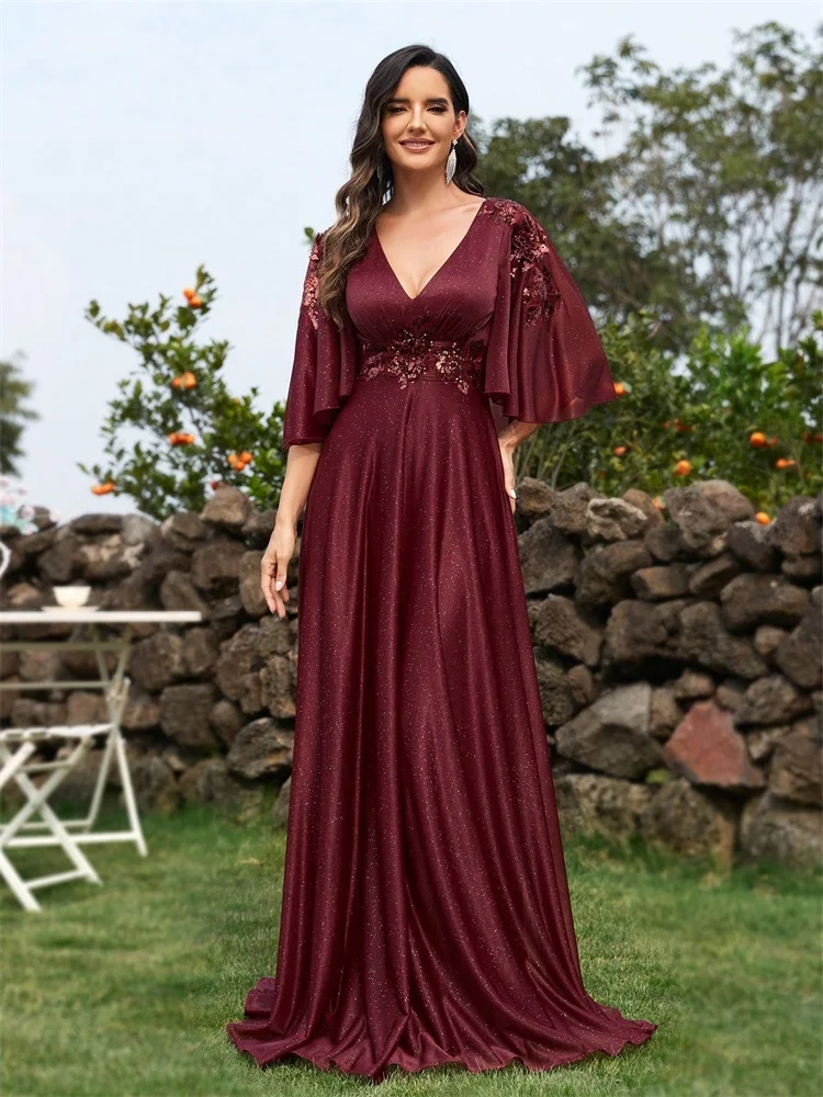 Elegant Applique Shining Bat Sleeve Formal Evening Dresses Luxury Women A-line Wedding Party Cocktail Prom Bridesmaid Gowns
Elegant Applique Shining Bat Sleeve Formal Evening Dresses Luxury Women A-line Wedding Party Cocktail Prom Bridesmaid Gowns