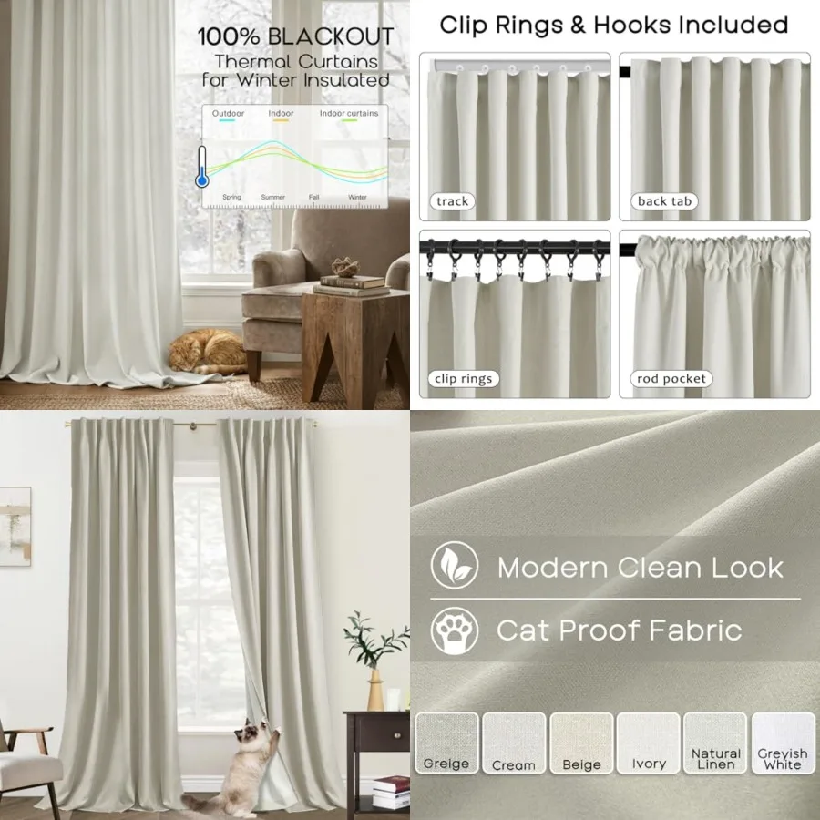 Puddle Length Blackout Curtains for Sliding Glass Door - Thermal Insulated for Winter, Cat Proof Polished Faux Linen Back Tab P
Puddle Length Blackout Curtains for Sliding Glass Door - Thermal Insulated for Winter, Cat Proof Polished Faux Linen Back Tab P