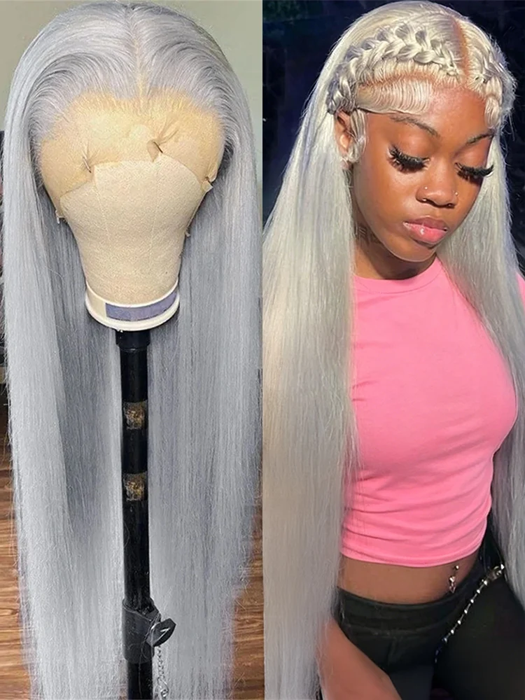 250% 13x4 Straight Lace Frontal Human Hair Wig 13x6 Transparent Lace Front Wigs Silver Gray Color Pre Plucked Wig With Baby Hair
250% 13x4 Straight Lace Frontal Human Hair Wig 13x6 Transparent Lace Front Wigs Silver Gray Color Pre Plucked Wig With Baby Hair
