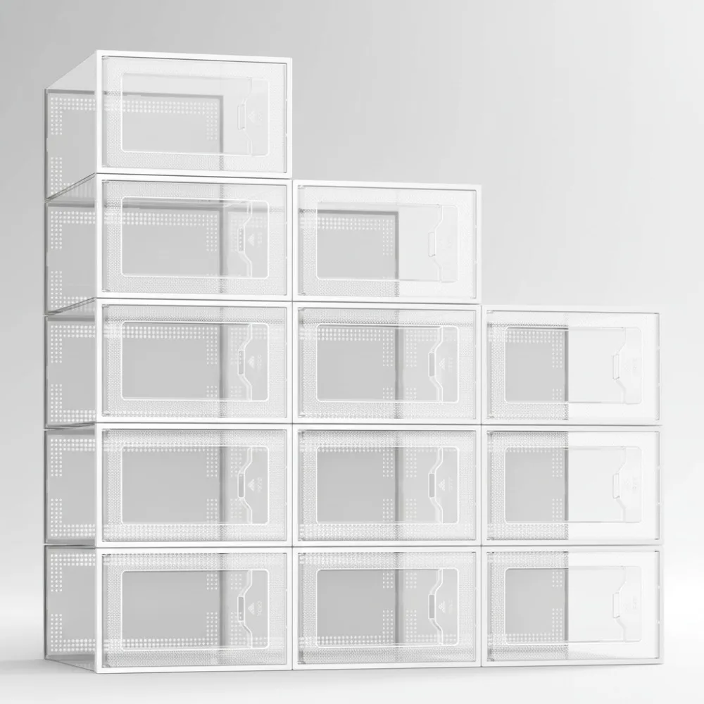 12 Pack Clear Plastic Stackable Shoe Storage Box, Foldable Organizer for Closet Space Saving
12 Pack Clear Plastic Stackable Shoe Storage Box, Foldable Organizer for Closet Space Saving