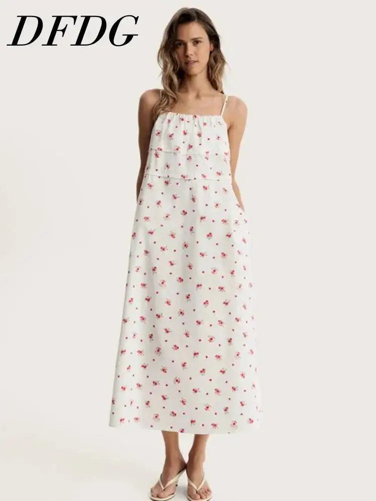 DFDG Women 2026 Spring Summer Floral Print Midi Dress Spaghetti Strap Tiered Hem Side Pocket Loose Fit Casual Sundress
DFDG Women 2026 Spring Summer Floral Print Midi Dress Spaghetti Strap Tiered Hem Side Pocket Loose Fit Casual Sundress