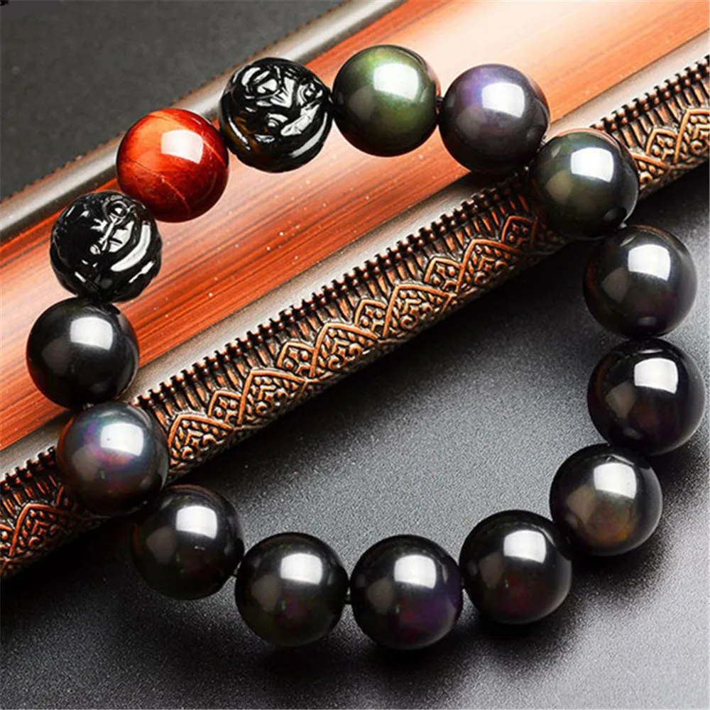 Natural Obsidian Red Yellow Tiger Eye Stone Bracelet for Women in Charm Bracelets Hand Carved End Beads From Raw Ore 10-16mm 
Natural Obsidian Red Yellow Tiger Eye Stone Bracelet for Women in Charm Bracelets Hand Carved End Beads From Raw Ore 10-16mm