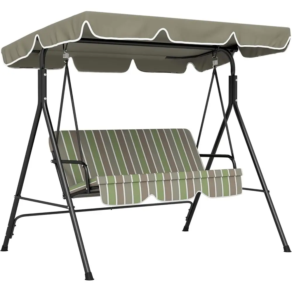 3-Seat Outdoor Swing Chair with Cushion, Steel Frame, Adjustable for Patio, Garden, Poolside, Balcony, Backyard, Beige-Green
3-Seat Outdoor Swing Chair with Cushion, Steel Frame, Adjustable for Patio, Garden, Poolside, Balcony, Backyard, Beige-Green