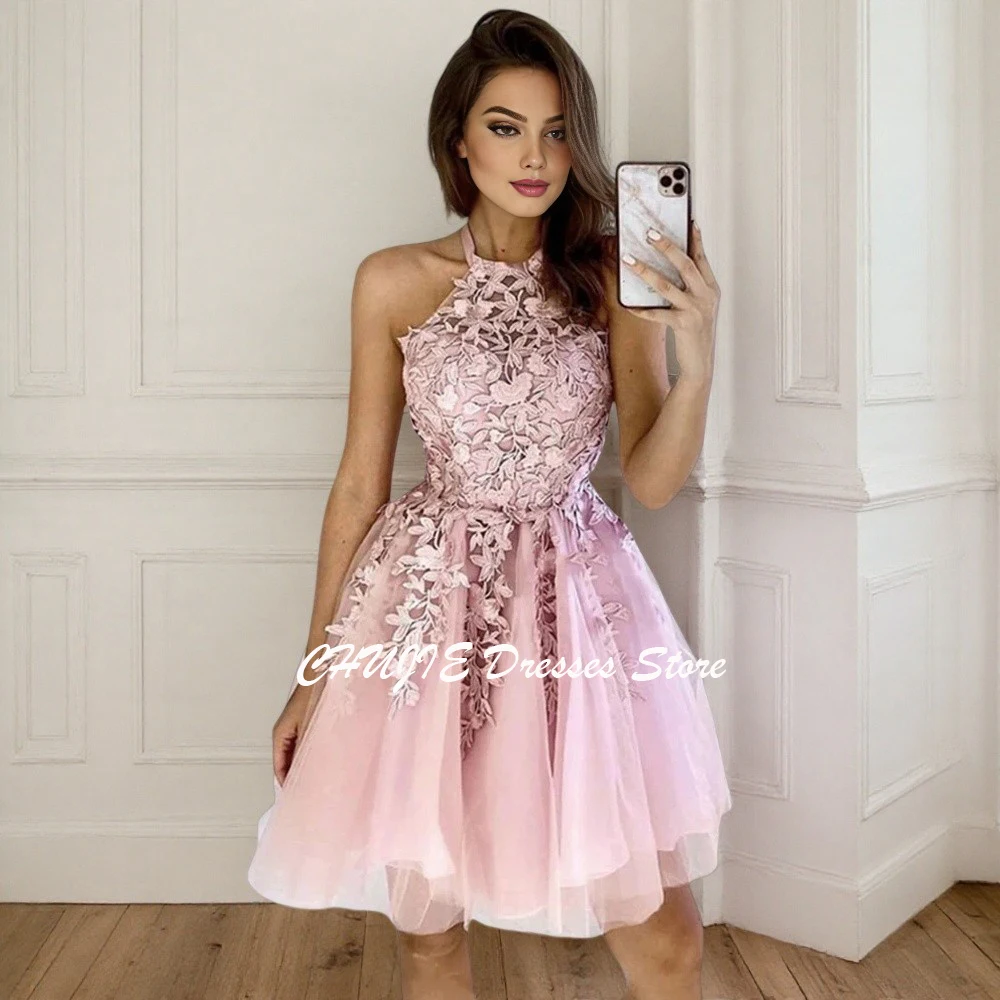 Halter Neck Pink Graduation Dress Customized Homecoming Dresses For Teen A Line Pleat Sweet 15 16 Mini Evening Prom Party Gowns
Halter Neck Pink Graduation Dress Customized Homecoming Dresses For Teen A Line Pleat Sweet 15 16 Mini Evening Prom Party Gowns