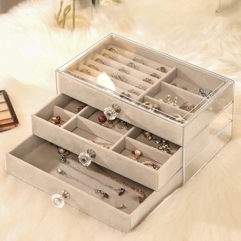 Clear Acrylic Velvet Jewelry Organizer with 3 Drawers Stackable Display Storage Case Earrings Necklace Bracelets Box Organizers
Clear Acrylic Velvet Jewelry Organizer with 3 Drawers Stackable Display Storage Case Earrings Necklace Bracelets Box Organizers