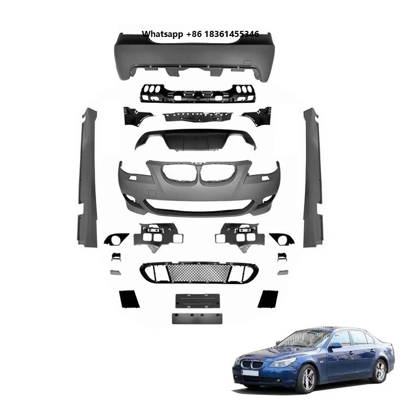 For 5-Series E60 - Front Rear Bumper & Side Skirt Set Modified M-Tech Body Kit