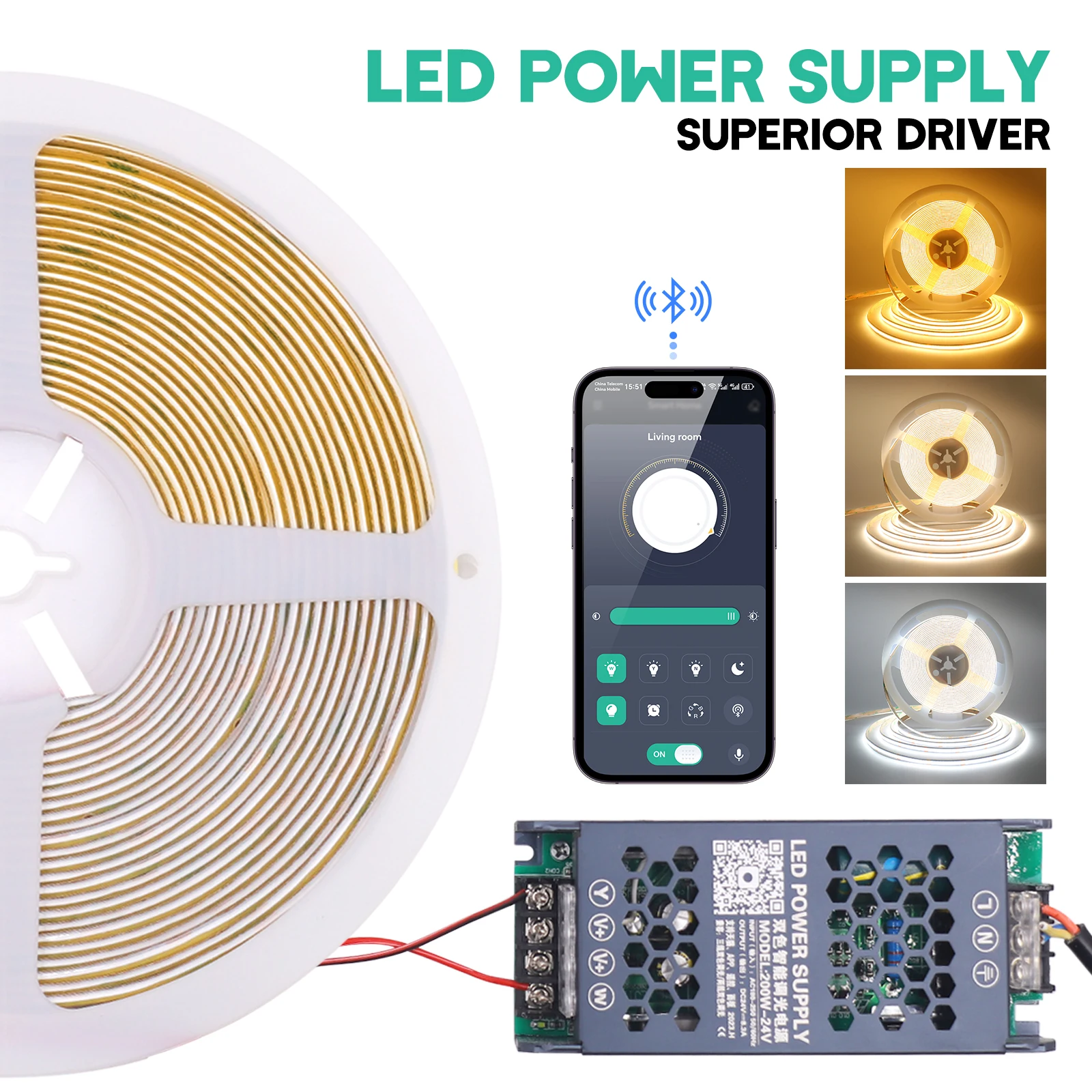24V COB CCT LED Strip Lights Bluetooth App Dimmable Power Flexible LED Tape Ribbon 3000-6000K Changeable COB Lights 0.5-10M
24V COB CCT LED Strip Lights Bluetooth App Dimmable Power Flexible LED Tape Ribbon 3000-6000K Changeable COB Lights 0.5-10M
