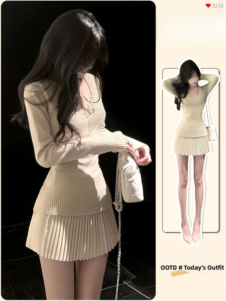 Pure Desire Spicy Girl V-Neck Knitted Top Women's Autumn High-End Thin Sweater Half Skirt Pleated Two-Piece Set Fashionable E...
Pure Desire Spicy Girl V-Neck Knitted Top Women's Autumn High-End Thin Sweater Half Skirt Pleated Two-Piece Set Fashionable E...