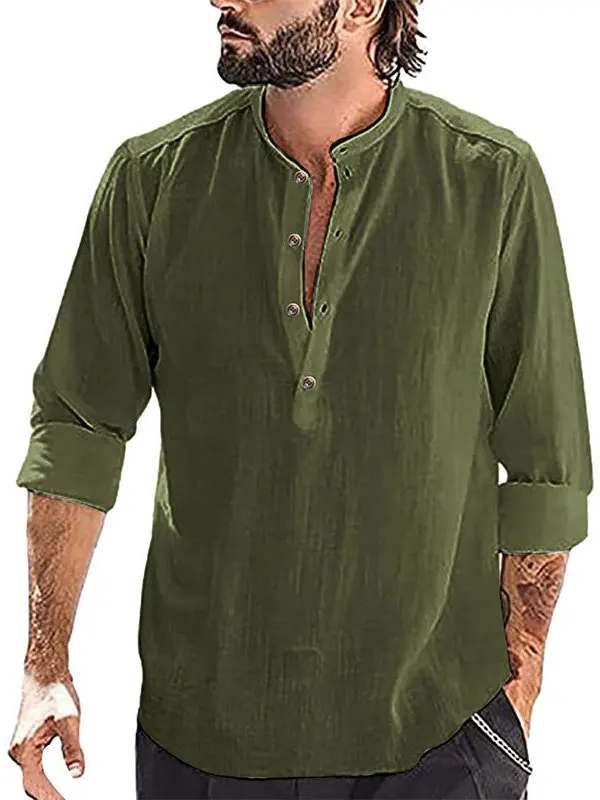 Loose Casual Men's Shirt Pure Color Cotton Stand Collar Long Sleeve Standard Fit Citywalk Fashionable Inner Wear Male Model
Loose Casual Men's Shirt Pure Color Cotton Stand Collar Long Sleeve Standard Fit Citywalk Fashionable Inner Wear Male Model