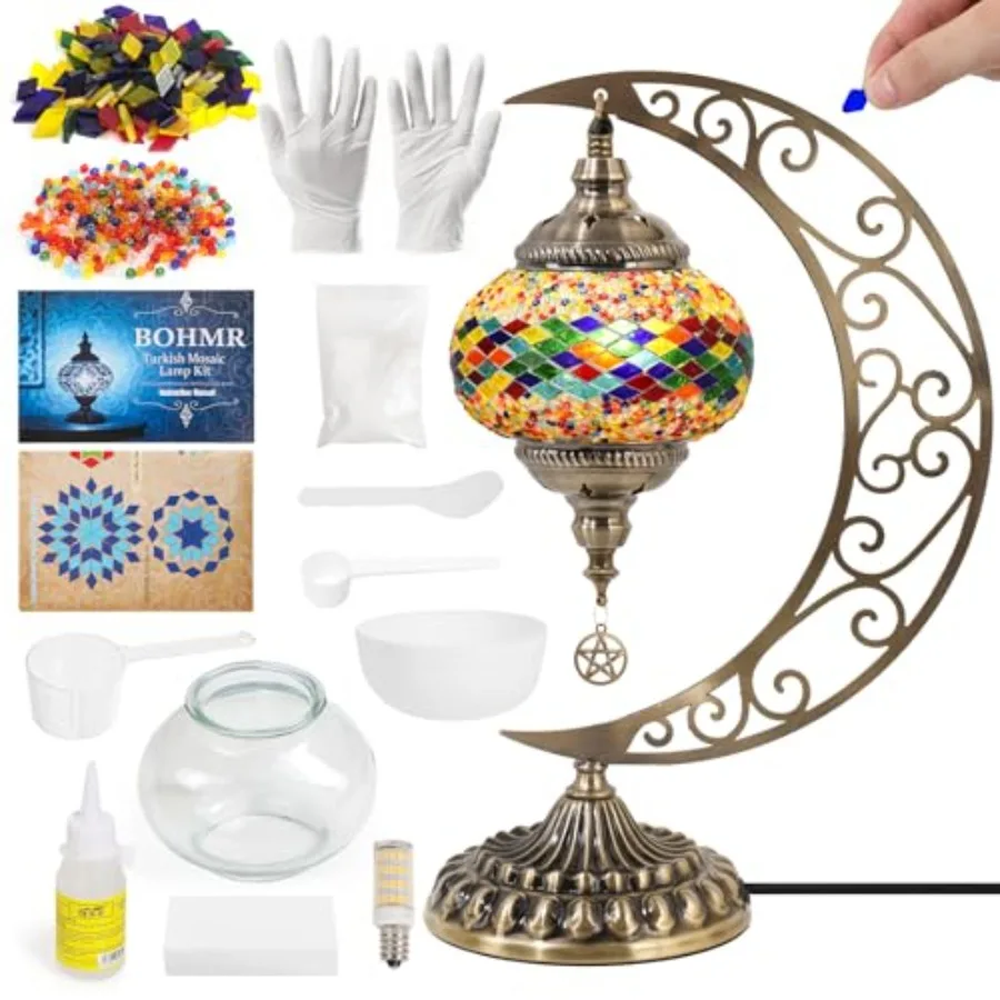 DIY Turkish Mosaic Lamp Kit, Moon Stained Glass Lamp Making Kit- Easy, Fun, No Experience Needed, Mosaic Art and Craft Project
DIY Turkish Mosaic Lamp Kit, Moon Stained Glass Lamp Making Kit- Easy, Fun, No Experience Needed, Mosaic Art and Craft Project