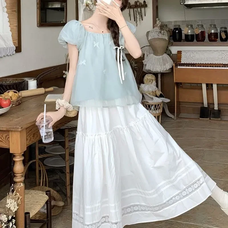 Women French Square Neck Puff Sleeve Chiffon Blouse 3D Bow Decor Loose Cropped Summer Daily Top
Women French Square Neck Puff Sleeve Chiffon Blouse 3D Bow Decor Loose Cropped Summer Daily Top