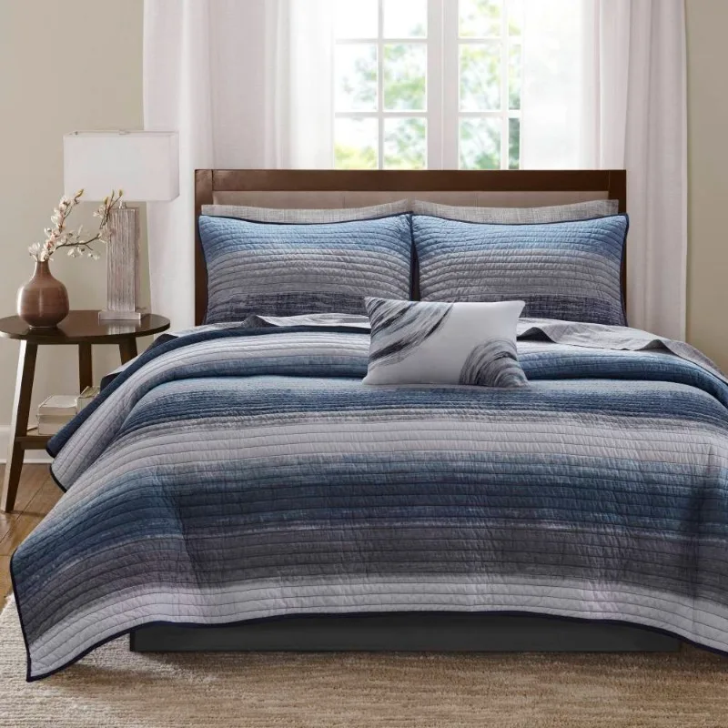 Blue Striped Quilt Bedding Set with Pillowcases Soft Bedspread Modern Style for Bedroom Home Bedding Decor
Blue Striped Quilt Bedding Set with Pillowcases Soft Bedspread Modern Style for Bedroom Home Bedding Decor