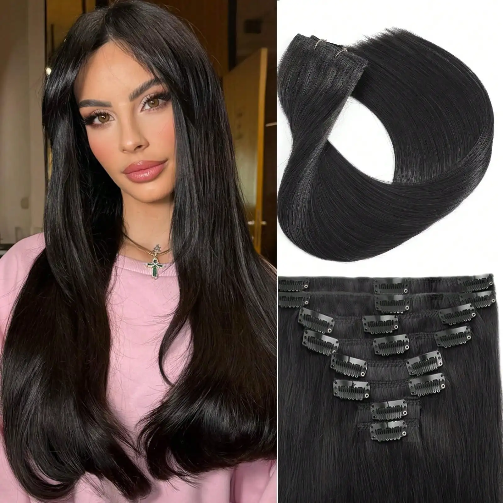 26 28 Inch Invisible Edge Clip In Human Hair 8Pcs Natural Black Straight Brazilian Real Hair Silky Reliable Quality For Ladies Full Head Styling
26 28 Inch Invisible Edge Clip In Human Hair 8Pcs Natural Black Straight Brazilian Real Hair Silky Reliable Quality For Ladies Full Head Styling