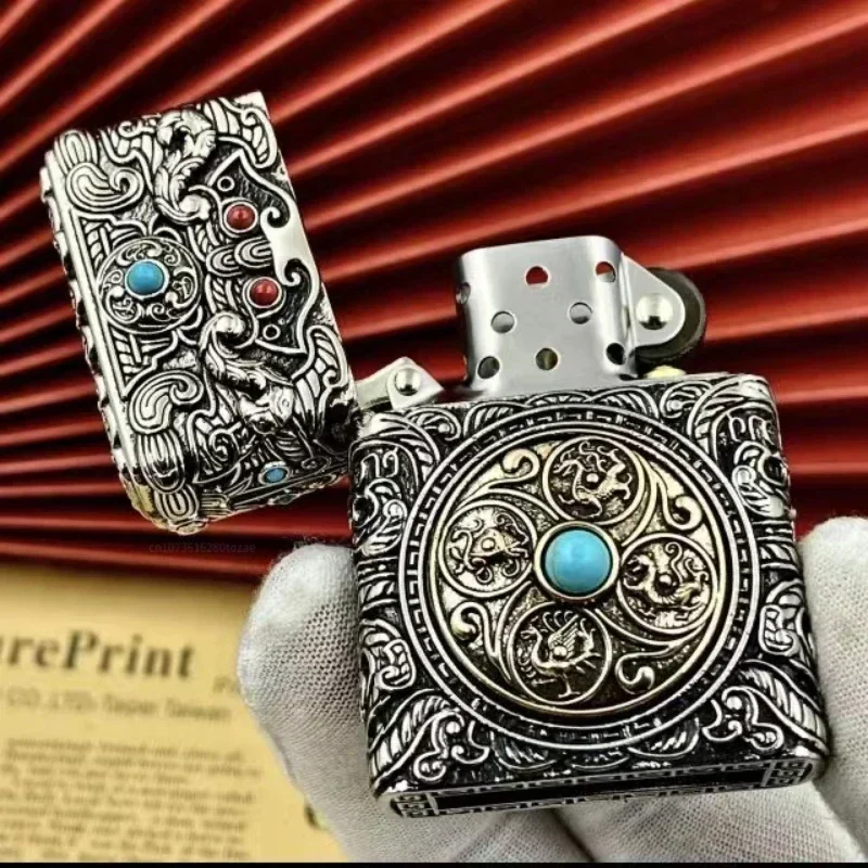 Тяжелая бронированная ветрозащитная зажигалка, креативная шестигранная трехмерная зажигалка с резьбой в стиле ретро из чистой меди, зажигалка для шлифовального круга
Тяжелая бронированная ветрозащитная зажигалка, креативная шестигранная трехмерная зажигалка с резьбой в стиле ретро из чистой меди, зажигалка для шлифовального круга