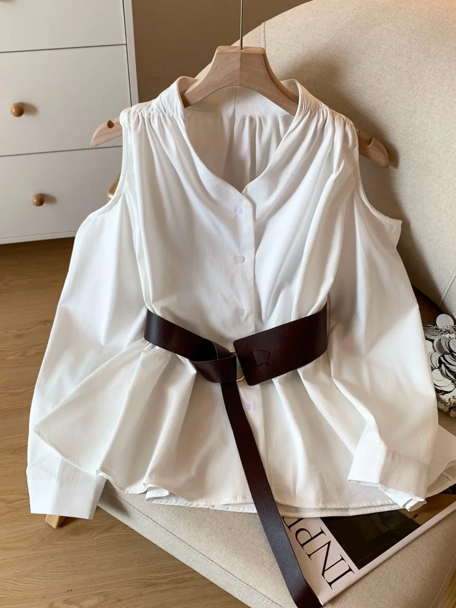 Elegant Long Sleeve Shirt Women's Fashionable Casual Waist-Cinching Slimming High-End Feelings Top French Style Collar
Elegant Long Sleeve Shirt Women's Fashionable Casual Waist-Cinching Slimming High-End Feelings Top French Style Collar