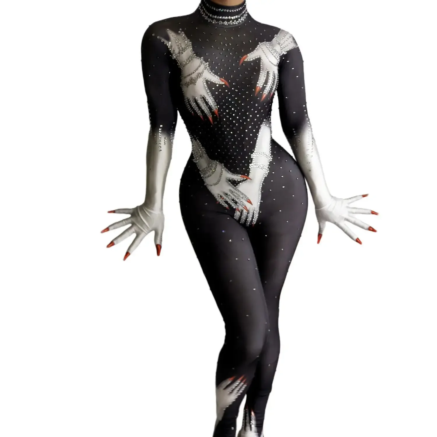 Luxurious Rhinestones Jumpsuit Gloves Women Evening Party Birthday Outfit Pole Dancer Performance Costume Stage Wear Bazhang
Luxurious Rhinestones Jumpsuit Gloves Women Evening Party Birthday Outfit Pole Dancer Performance Costume Stage Wear Bazhang