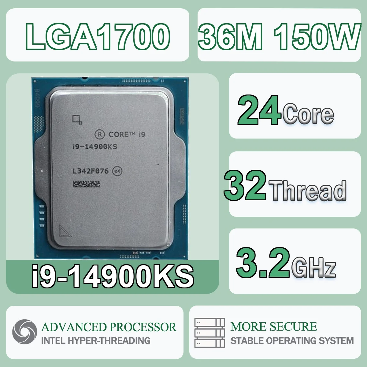Intel Core i9-14900KS 24C/32T 3.2GHz 150W 36M Cache 10nm Raptor Lake-S Refresh DDR4-3200/DDR5-5600 SRMJ7 LGA1700 UHD Graphics770
Intel Core i9-14900KS 24C/32T 3.2GHz 150W 36M Cache 10nm Raptor Lake-S Refresh DDR4-3200/DDR5-5600 SRMJ7 LGA1700 UHD Graphics770