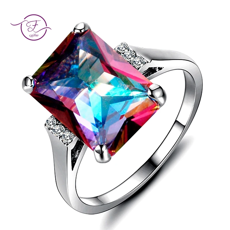 New 10x14MM Mystic Fire Rainbow Topaz Engagement Wedding Ring Silver Rectangle Unique Top Brand Jewelry Accessories
New 10x14MM Mystic Fire Rainbow Topaz Engagement Wedding Ring Silver Rectangle Unique Top Brand Jewelry Accessories