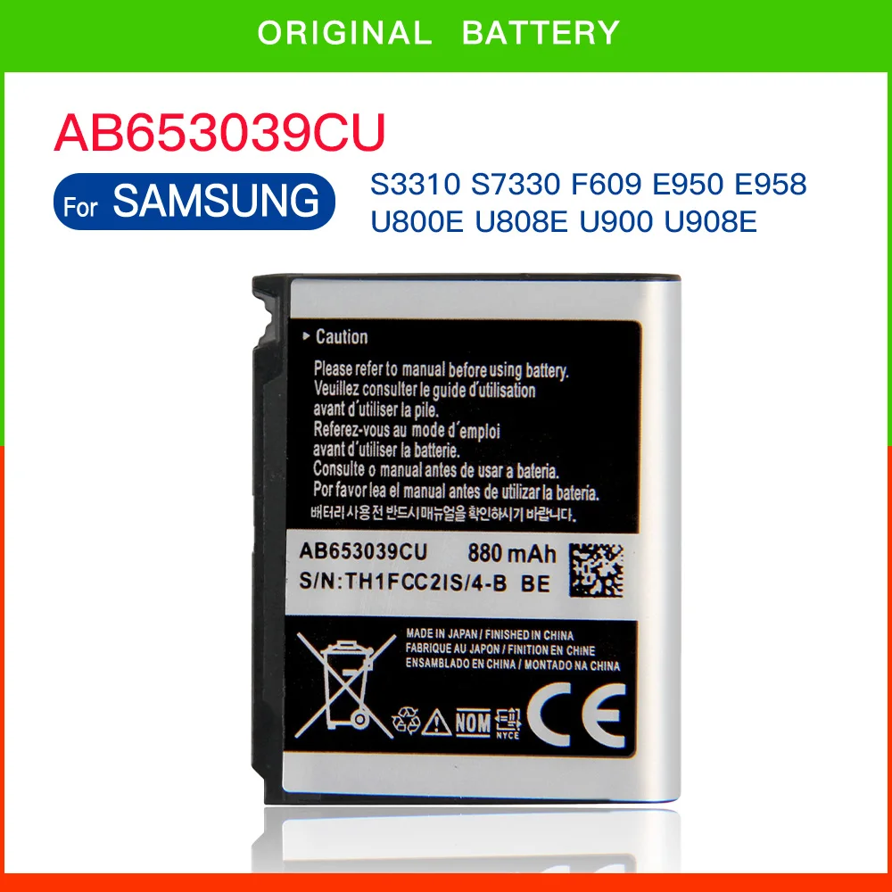 Replacement Battery AB653039CA AB653039CC AB653039CE AB653039CU for Samsung S3310 U900 E950 F609 E958 U908E U808E 880mAh
Replacement Battery AB653039CA AB653039CC AB653039CE AB653039CU for Samsung S3310 U900 E950 F609 E958 U908E U808E 880mAh