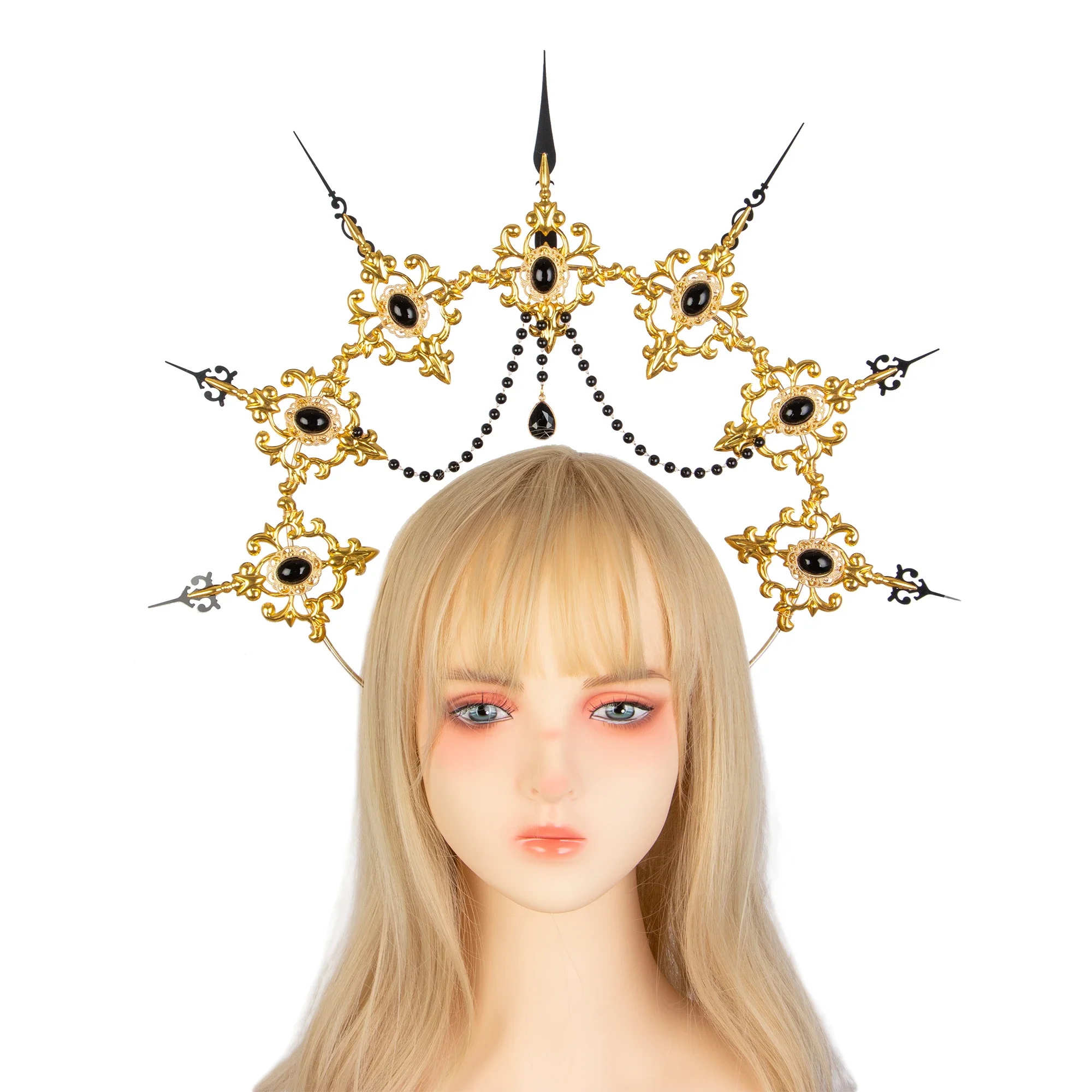 Handmade Dark Retro Gothic Virgin Mary Aura Goddess Sun KC Halo Cross Lolita Headwear Vintage Baroque Tiara Hair Accessories
Handmade Dark Retro Gothic Virgin Mary Aura Goddess Sun KC Halo Cross Lolita Headwear Vintage Baroque Tiara Hair Accessories
