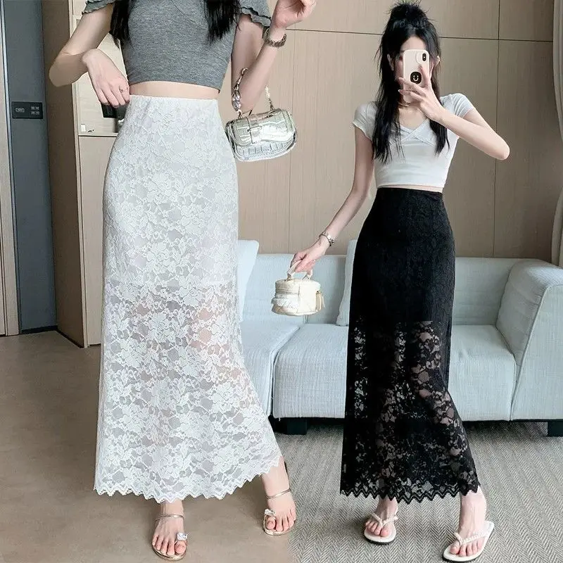Summer New Fashionable Lace Patchwork High Waist A-line Skirt Ladies Simplicity Elegant Floral Solid Color Perspective Skirt
Summer New Fashionable Lace Patchwork High Waist A-line Skirt Ladies Simplicity Elegant Floral Solid Color Perspective Skirt