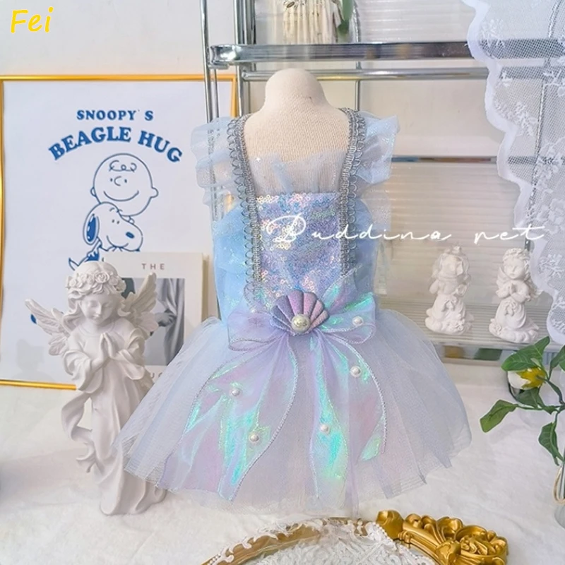 Princess Dog Dress Summer Small Light Blue Sequin Lace Wedding Puppy Gown for Chihuahua Poodle, Tiered Skirt with Detachable Bow
Princess Dog Dress Summer Small Light Blue Sequin Lace Wedding Puppy Gown for Chihuahua Poodle, Tiered Skirt with Detachable Bow