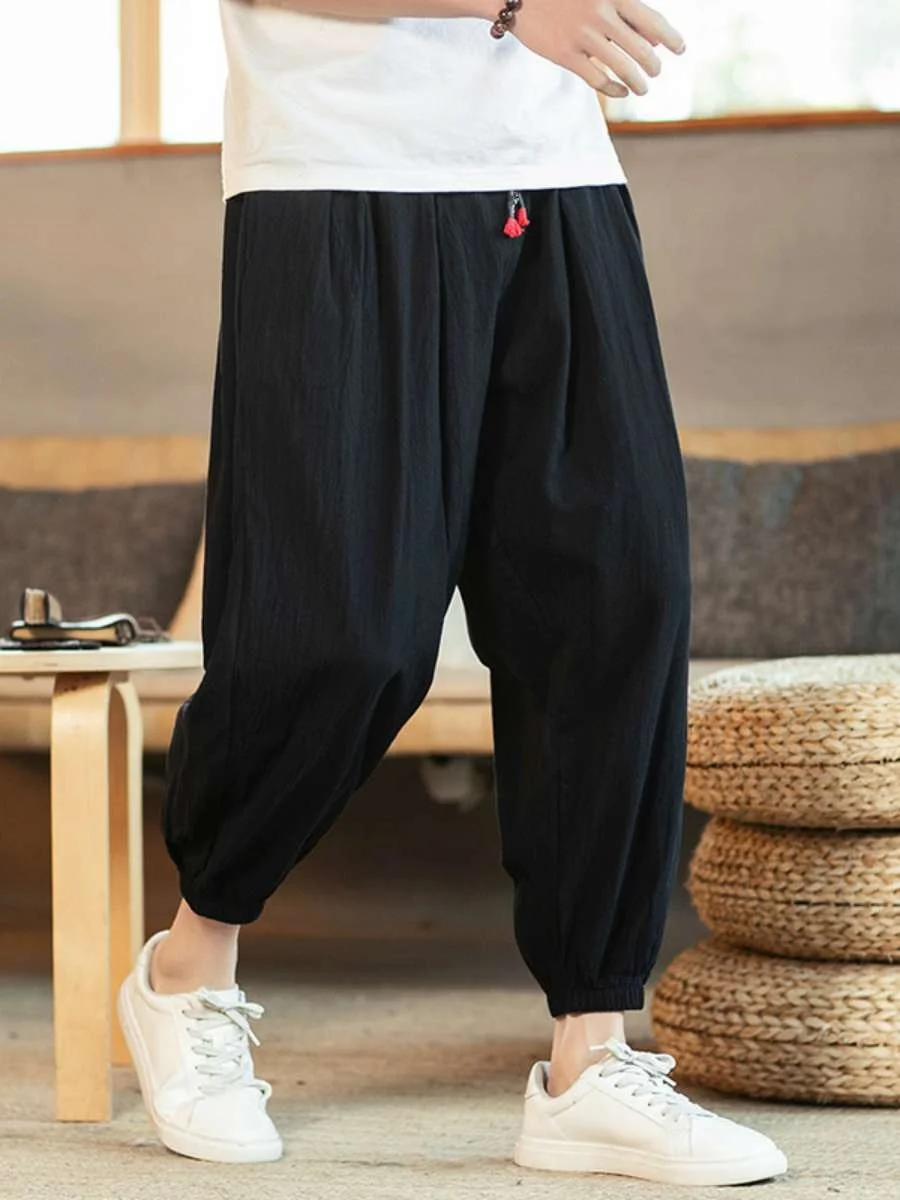 Loose Men's Casual Pants Korean Sle Large Size Summer Autumn Spring Seasonal Nine-Piece Linen Trousers with Cord Waist
Loose Men's Casual Pants Korean Sle Large Size Summer Autumn Spring Seasonal Nine-Piece Linen Trousers with Cord Waist