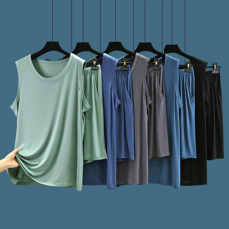 Men's Summer Large Size Modal Sleepwear Thin Sporty Home Clothes Set with Loose Tank Top And Short Pants Comfortable Cotton P...
Men's Summer Large Size Modal Sleepwear Thin Sporty Home Clothes Set with Loose Tank Top And Short Pants Comfortable Cotton P...