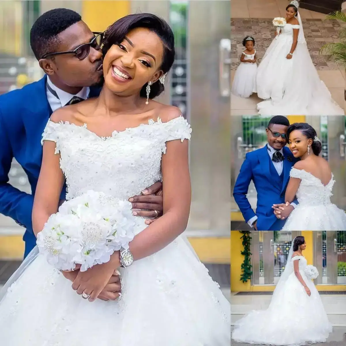 African Plus Size Off Shoulder Lace Appliques Sweep Train Wedding Dress Zipper Back Tulle Custom Made Bridal
African Plus Size Off Shoulder Lace Appliques Sweep Train Wedding Dress Zipper Back Tulle Custom Made Bridal