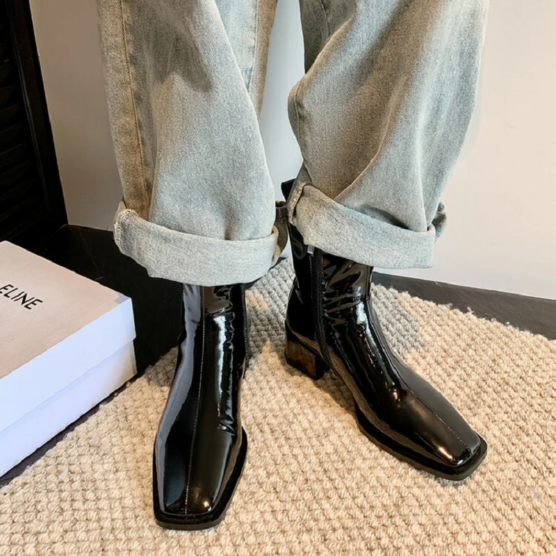 NEW Autumn Women Boots Square Toe Chunky Heel Boots Women Split leather Shoes for Women Zipper Black Ankle Boots Mordern Boots
NEW Autumn Women Boots Square Toe Chunky Heel Boots Women Split leather Shoes for Women Zipper Black Ankle Boots Mordern Boots
