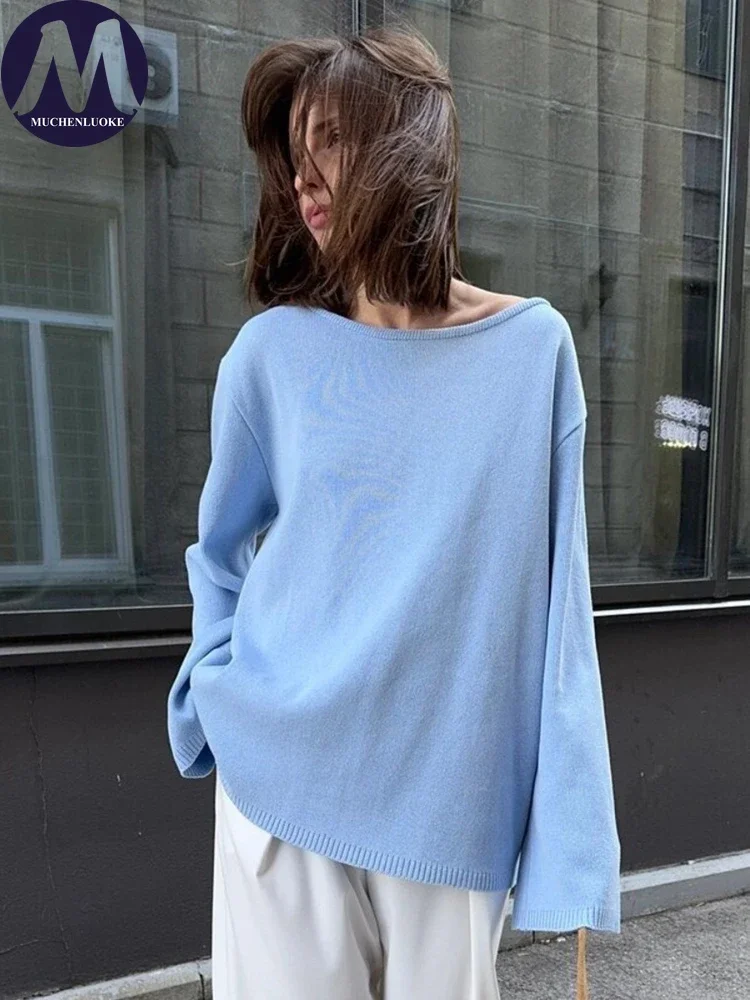 Women's Autumn Winter O-Neck Knitted Sweater Casual Loose Backless Pullover Fashionable Lazy Style Knitwear
Women's Autumn Winter O-Neck Knitted Sweater Casual Loose Backless Pullover Fashionable Lazy Style Knitwear