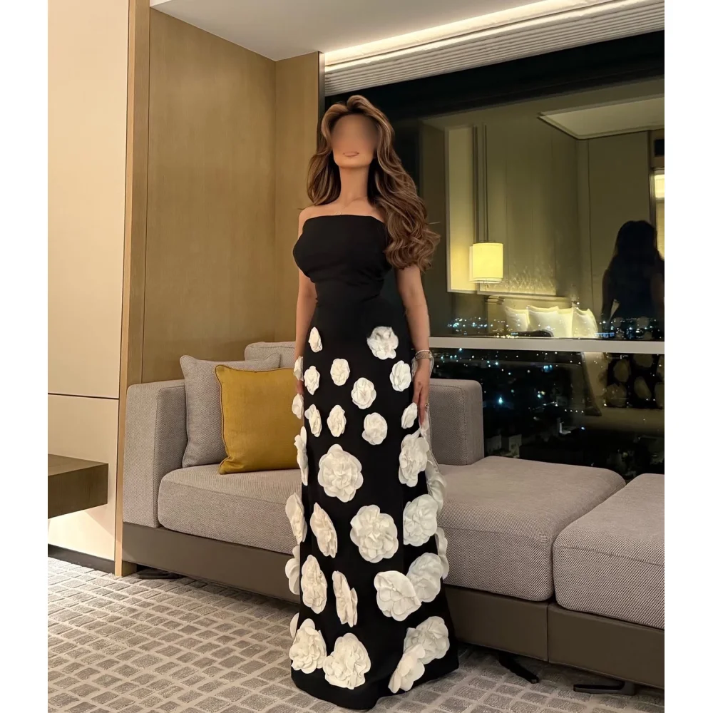 Black Prom Dress Customized Strapless Pleat Flowers A Line Formal Party Gown Custom Size Evening Dresses Vestido De Festa
Black Prom Dress Customized Strapless Pleat Flowers A Line Formal Party Gown Custom Size Evening Dresses Vestido De Festa