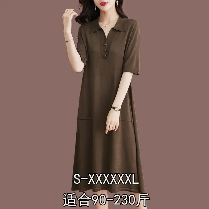 Autumn Summer High End Temperament Fashion Silk Dress Solid Color Short Sleeve Women Large Size Long Dress
Autumn Summer High End Temperament Fashion Silk Dress Solid Color Short Sleeve Women Large Size Long Dress