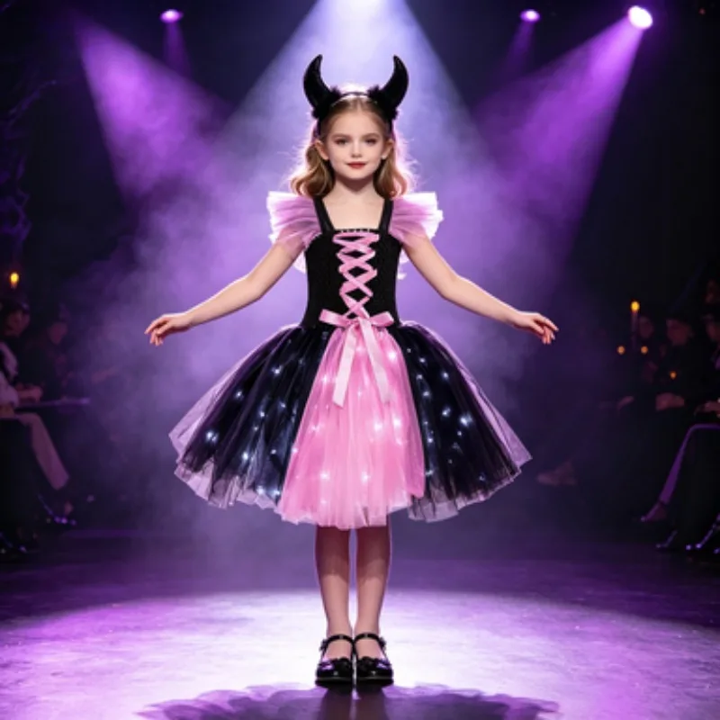 European-style LED tulle exquisite tutu dress for girls, witch-style party dress for Halloween, formal gown for birthday parties
European-style LED tulle exquisite tutu dress for girls, witch-style party dress for Halloween, formal gown for birthday parties