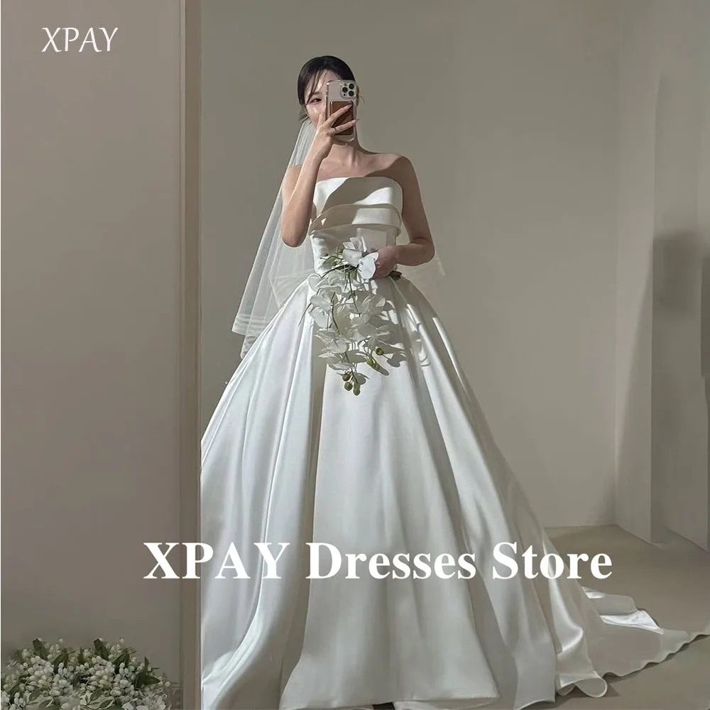 XPAY Strapless A Line Wedding Dresses Korea Photo shoot Draped Thick Satin Floor Length 웨딩드레스 Bridal Gowns Customized
XPAY Strapless A Line Wedding Dresses Korea Photo shoot Draped Thick Satin Floor Length 웨딩드레스 Bridal Gowns Customized