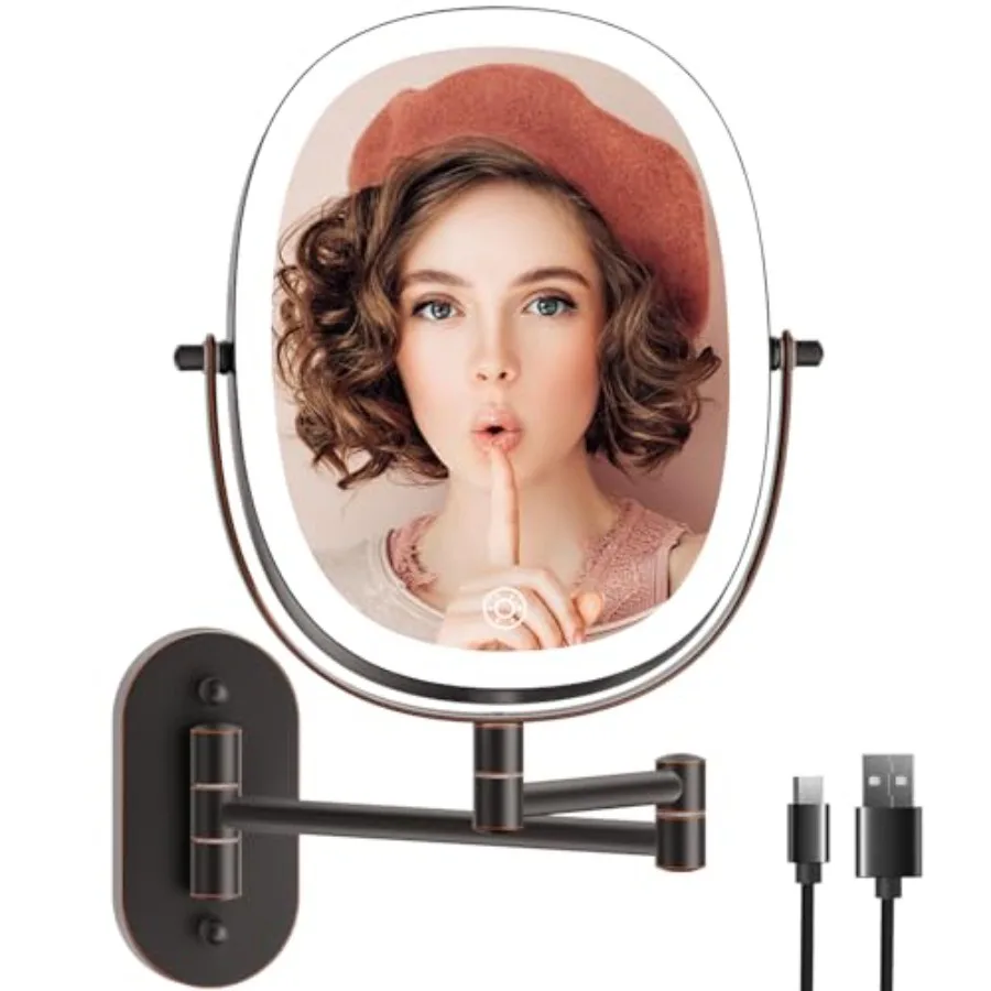 9" Wall Mounted Lighted Makeup Mirror Rechargeable Double Sided 1X/7X Magnifying Mirrors with Light 3 Color Lights Touch Dimmab
9" Wall Mounted Lighted Makeup Mirror Rechargeable Double Sided 1X/7X Magnifying Mirrors with Light 3 Color Lights Touch Dimmab