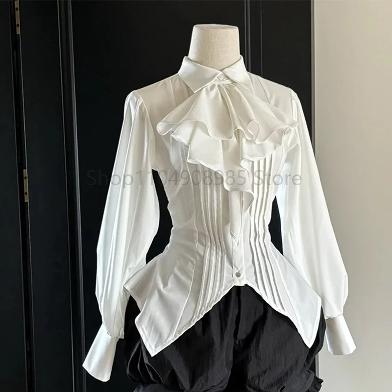 Lolita White Shirts Women Vintage Elegant Ruffles Folds Blouses Aesthetic Kawaii Irregular Lantern Long Sleeve Tops
Lolita White Shirts Women Vintage Elegant Ruffles Folds Blouses Aesthetic Kawaii Irregular Lantern Long Sleeve Tops