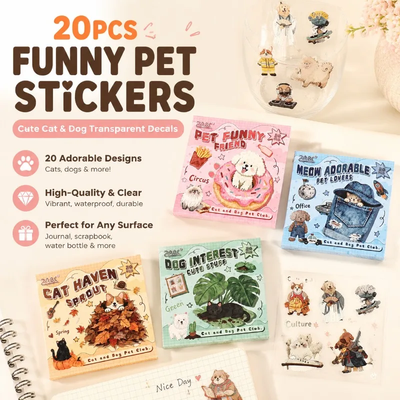 Lovely Pet Pattern PET Sticker Booklet Cartoon Decorative Decal Set Creative Handmade Craft Supply for Kids Scrapbooking
Lovely Pet Pattern PET Sticker Booklet Cartoon Decorative Decal Set Creative Handmade Craft Supply for Kids Scrapbooking