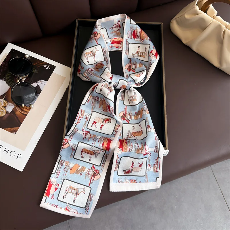 Fashion Long Skinny Scarf Floral Print Satin Neckerchief Multi-Use Hair Scarf Bag Ribbon Lightweight Soft Neck Scarf for Gift
Fashion Long Skinny Scarf Floral Print Satin Neckerchief Multi-Use Hair Scarf Bag Ribbon Lightweight Soft Neck Scarf for Gift