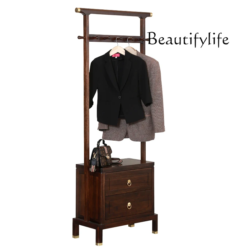Modern new Chinese coat rack Solid wood household ebony bedroom with bucket floor hanger
Modern new Chinese coat rack Solid wood household ebony bedroom with bucket floor hanger