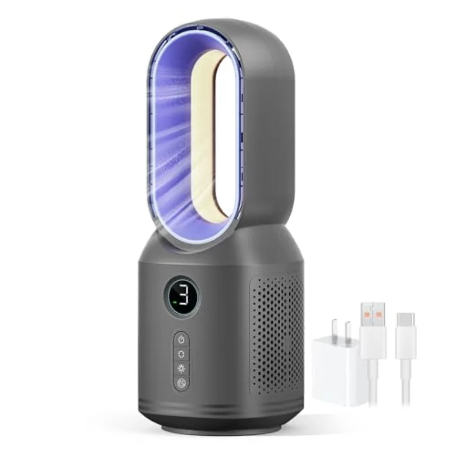 Desk Fan13 Inch Portable Bladeless Fan Small Quiet Office Fan with 106° Oscillating 3 Speeds and Night light LED Display Button
Desk Fan13 Inch Portable Bladeless Fan Small Quiet Office Fan with 106° Oscillating 3 Speeds and Night light LED Display Button
