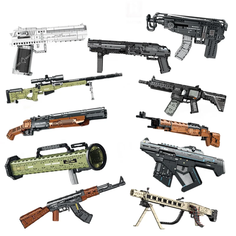 Military Series Building Blocks Assault Rifle Pistol Sniper Rifle Model Bricks Can Shoot Simulation Gun Bricks Kids Toy Gift
Military Series Building Blocks Assault Rifle Pistol Sniper Rifle Model Bricks Can Shoot Simulation Gun Bricks Kids Toy Gift