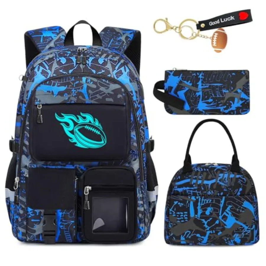 School Backpack for Boys - 4pcs American Football Boys Backpack with Lunch Box Set for Teens Elementary Middle High School - 18
School Backpack for Boys - 4pcs American Football Boys Backpack with Lunch Box Set for Teens Elementary Middle High School - 18
