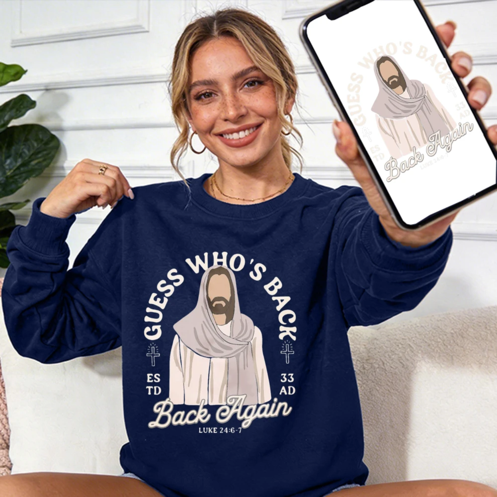 Vintage Christian Jesus Sweatshirt Guess Who's Back Again Varsity Font Funny Easter Religious Gift Bible Verse Luke Pullover
Vintage Christian Jesus Sweatshirt Guess Who's Back Again Varsity Font Funny Easter Religious Gift Bible Verse Luke Pullover