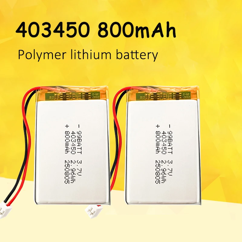 403450 800mAh Lithium Battery 3.7V Li-polymer Rechargeable Batteries JST PH2.0 2pin for Mouse Camping Light Bluetooth Speaker
403450 800mAh Lithium Battery 3.7V Li-polymer Rechargeable Batteries JST PH2.0 2pin for Mouse Camping Light Bluetooth Speaker