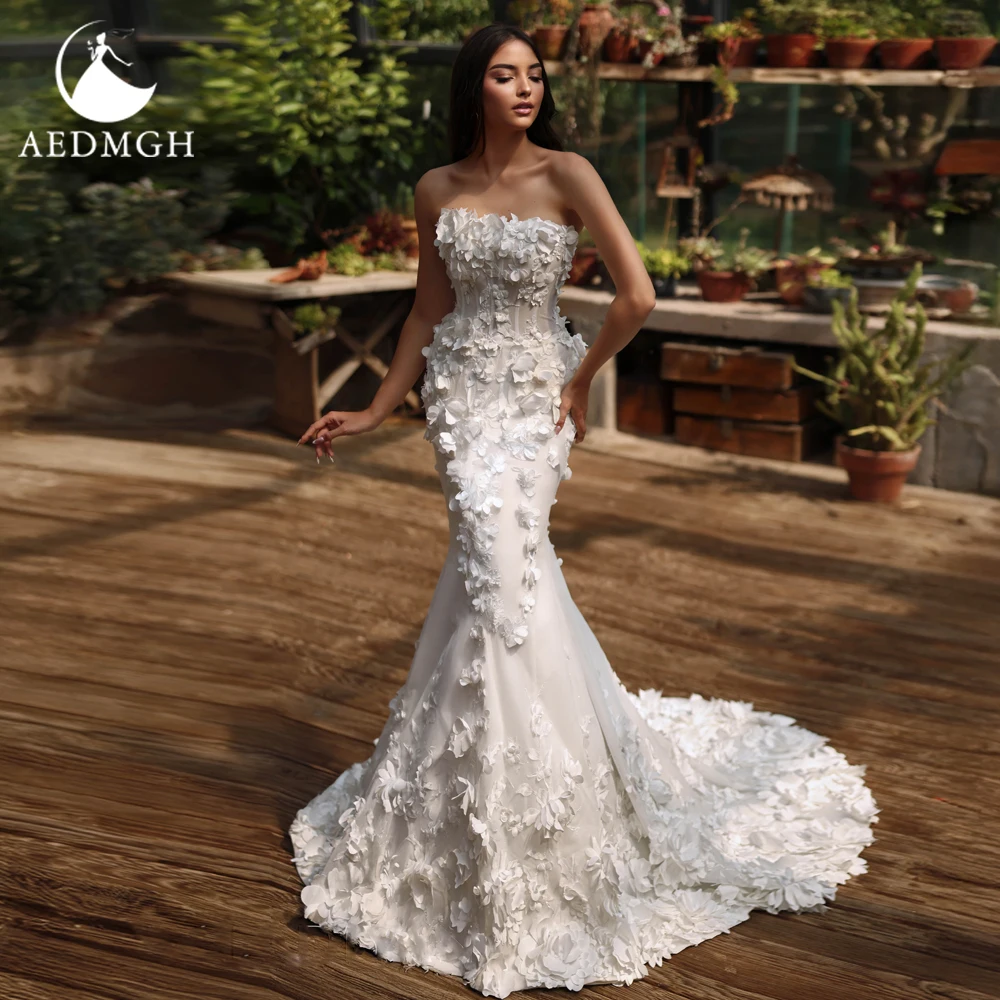 Aedmgh Mermaid Sexy Wedding Dresses Strapless Vestido De Novia Lace Embroidery 3D Flowers Glamorous Custom Made Bridal Gown
Aedmgh Mermaid Sexy Wedding Dresses Strapless Vestido De Novia Lace Embroidery 3D Flowers Glamorous Custom Made Bridal Gown